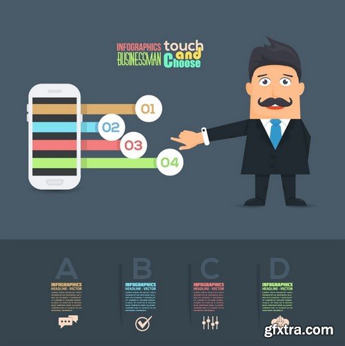 Stock Vectors - Flat Vector Businessman Presentation Infographics, 41xEPS