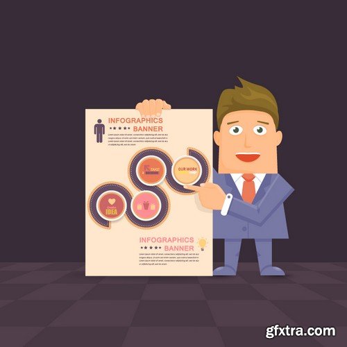 Stock Vectors - Flat Vector Businessman Presentation Infographics, 41xEPS