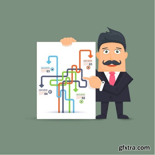 Stock Vectors - Flat Vector Businessman Presentation Infographics, 41xEPS