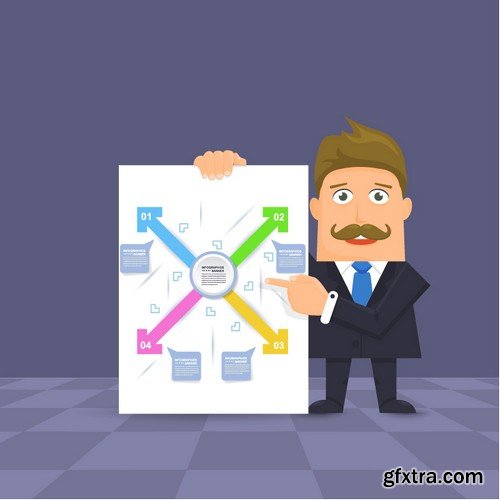 Stock Vectors - Flat Vector Businessman Presentation Infographics, 41xEPS