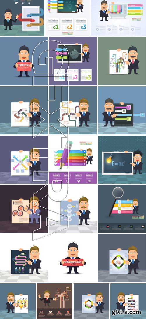 Stock Vectors - Flat Vector Businessman Presentation Infographics, 41xEPS