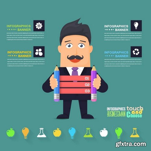 Stock Vectors - Flat Vector Businessman Presentation Infographics, 41xEPS