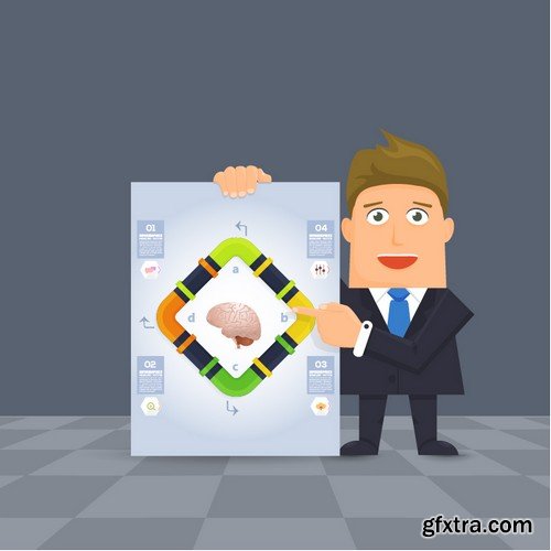 Stock Vectors - Flat Vector Businessman Presentation Infographics, 41xEPS