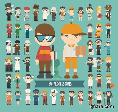 Stock Vectors - Mega set of different occupations and hobbies of people, 39xEPS