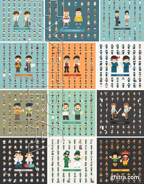 Stock Vectors - Mega set of different occupations and hobbies of people, 39xEPS