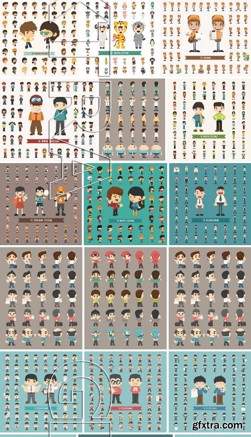 Stock Vectors - Mega set of different occupations and hobbies of people, 39xEPS