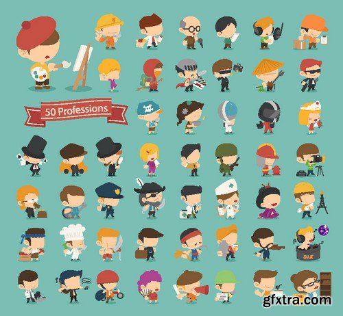 Stock Vectors - Mega set of different occupations and hobbies of people, 39xEPS