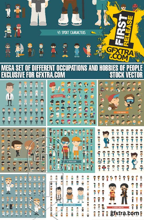 Stock Vectors - Mega set of different occupations and hobbies of people, 39xEPS