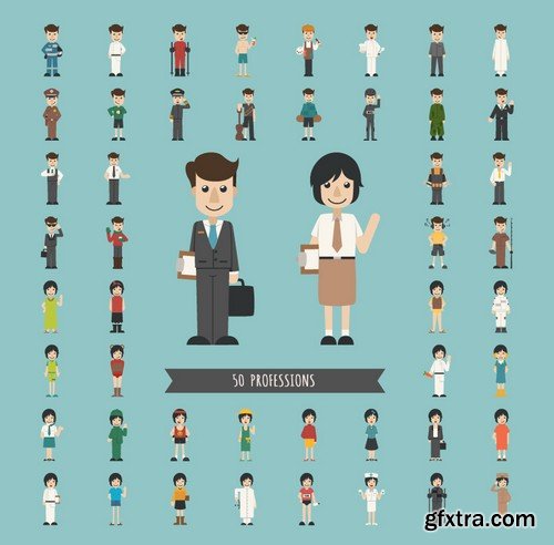 Stock Vectors - Mega set of different occupations and hobbies of people, 39xEPS