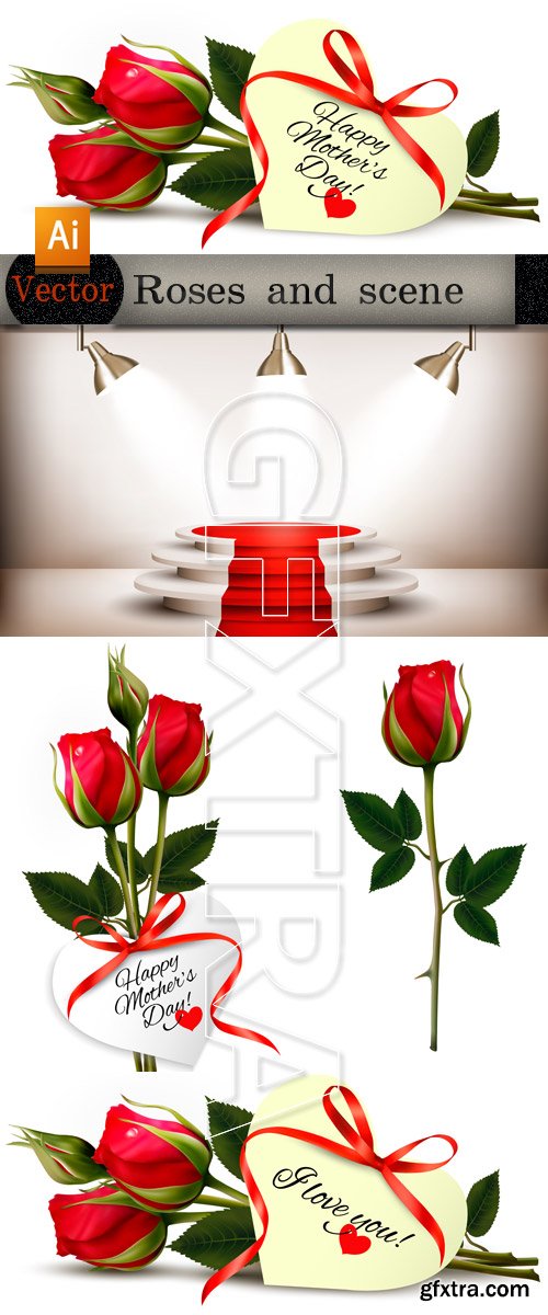 Red roses in Vector