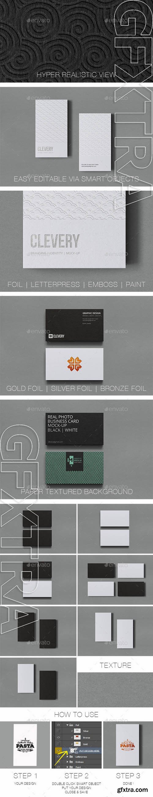 Photorealistic Business Card Mockup Black & White - GraphicRiver 10962076