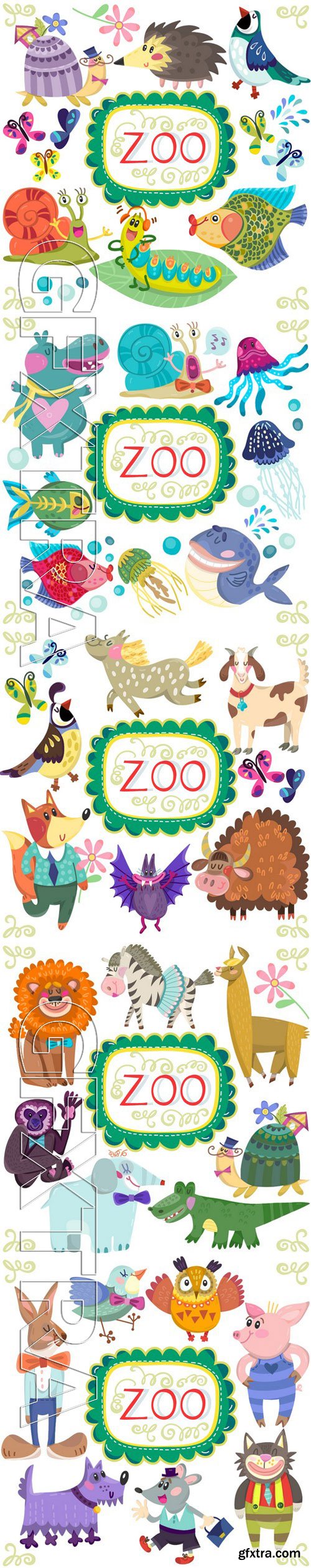 Stock Vectors - Vector Amazing Colorful Set Of Funny And Adorable Animals