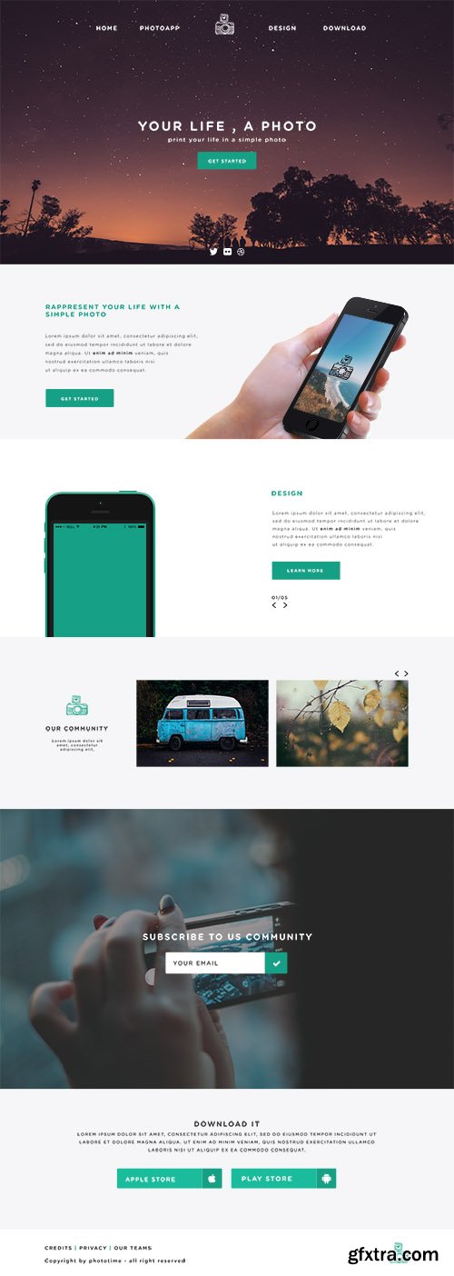 PSD Web Template - Phototime - Landing Page