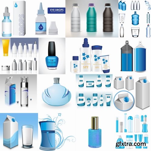 Collection of vector image bottle and vial tube of cream various capacities 25 Eps