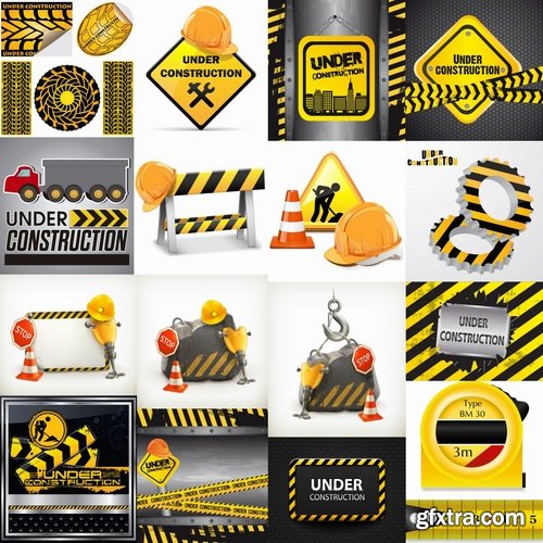 Collection of vector image of construction sign construction warning sign template 25 Eps