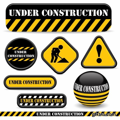 Collection of vector image of construction sign construction warning sign template 25 Eps