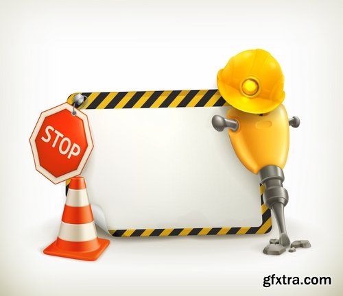 Collection of vector image of construction sign construction warning sign template 25 Eps