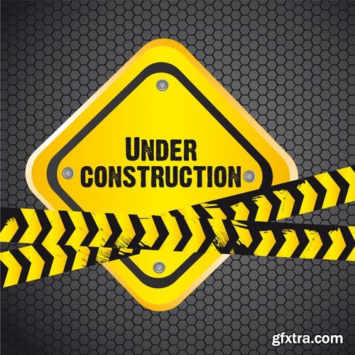 Collection of vector image of construction sign construction warning sign template 25 Eps