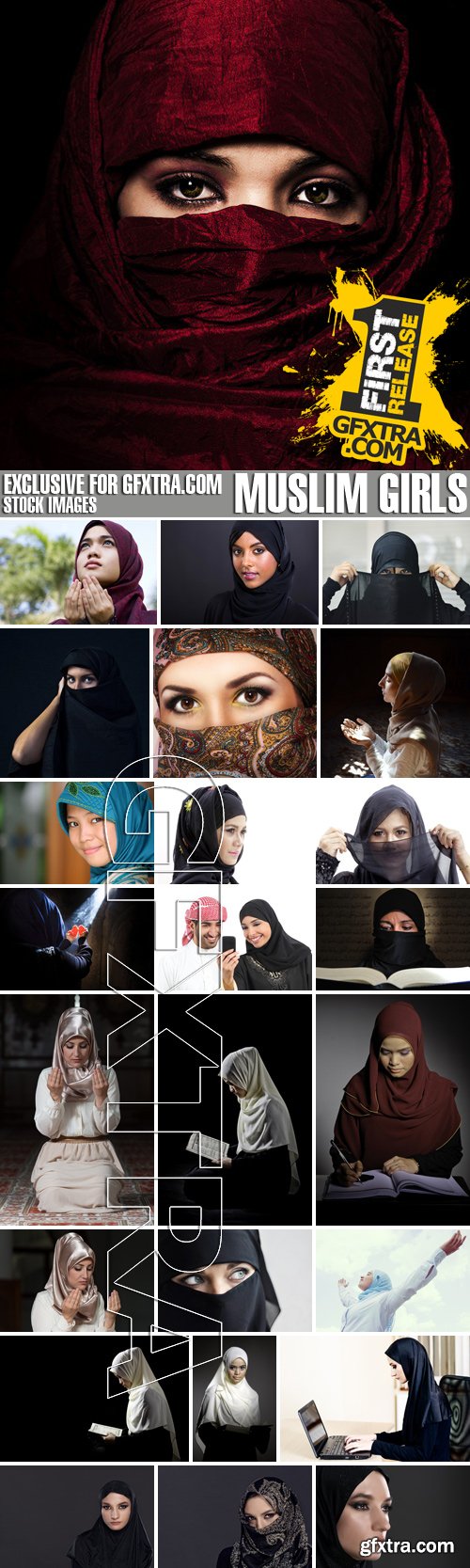 Stock Photos - Muslim girls, 25xJPG