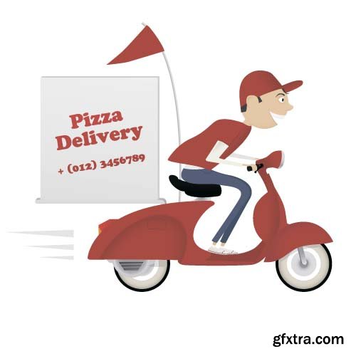 Pizza delivery courier 5x EPS