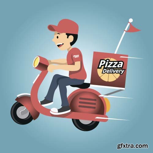 Pizza delivery courier 5x EPS