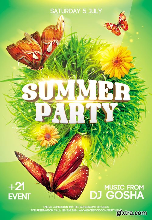 Summer Party 4 Flyer Template Facebook Cover