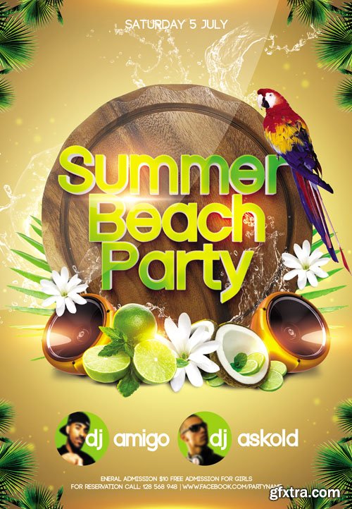 Summer Beach Party Flyer Template Facebook Cover