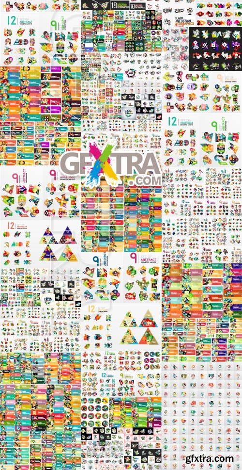 Infographic banners labels mega collection vector