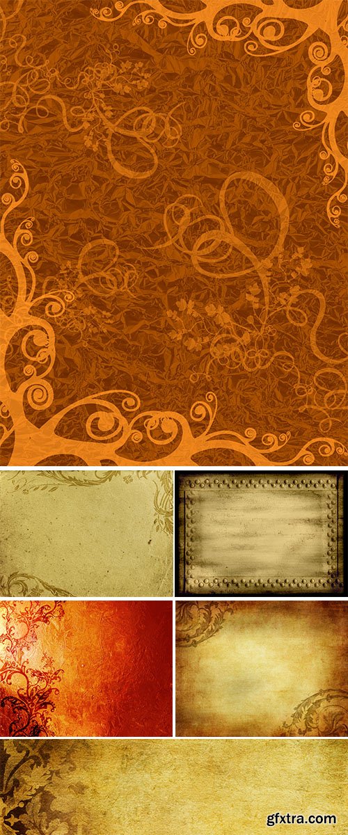 Stock Photos Gold grunge floral background