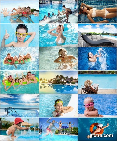 Collection of people swimming pool swimming child family inflatable mattress 25 HQ Jpeg