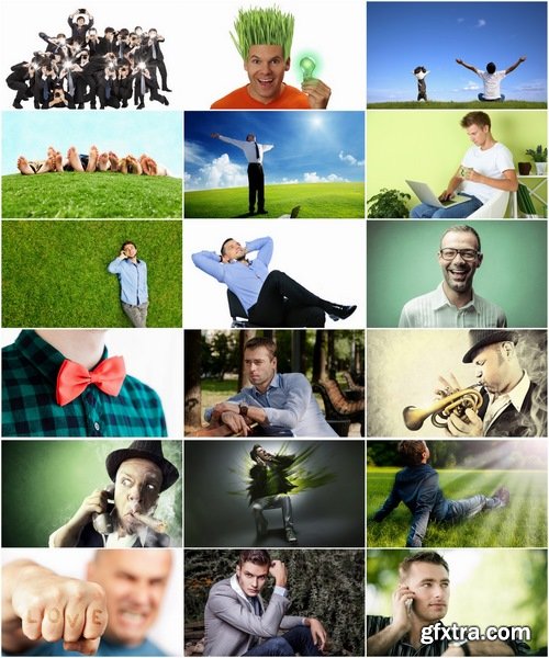 Collection conceptual illustration of men on a green background romantic loser super hero fighter 25 HQ Jpeg