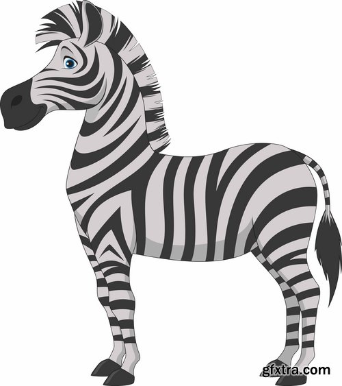 Collection of vector illustration picture zebra African animals black and white skin 25 Eps