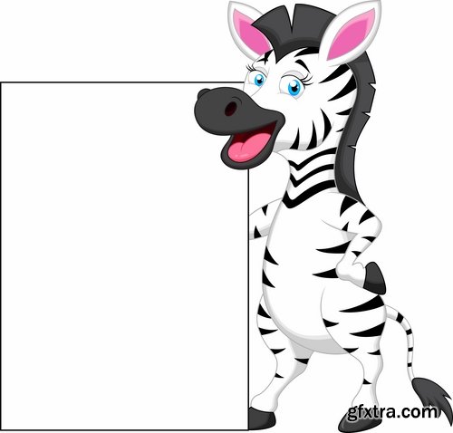 Collection of vector illustration picture zebra African animals black and white skin 25 Eps