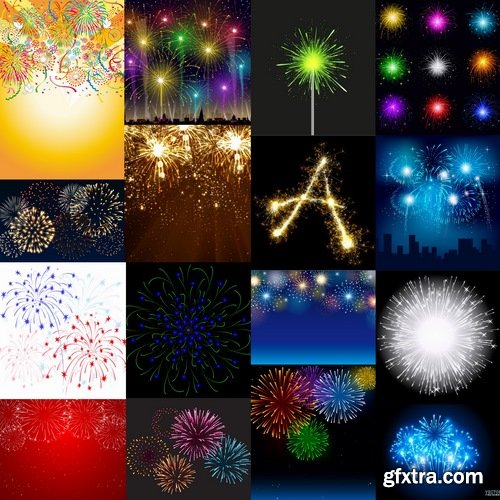 Collection of vector fireworks picture fireworks display celebration 25 Eps