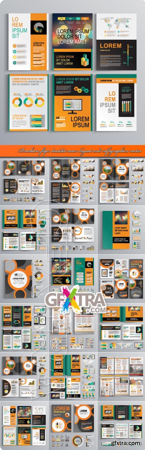 Brochure flyer booklet cover layout and infographics vector