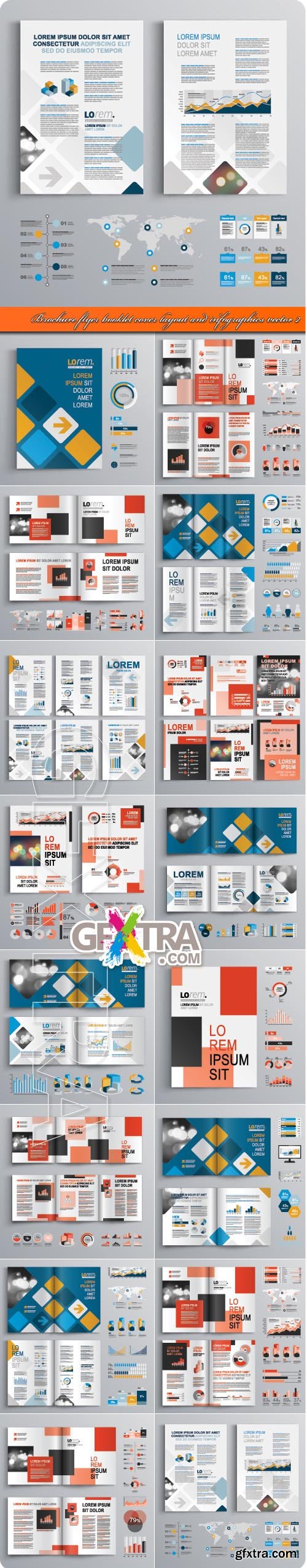 Brochure flyer booklet cover layout and infographics vector 2