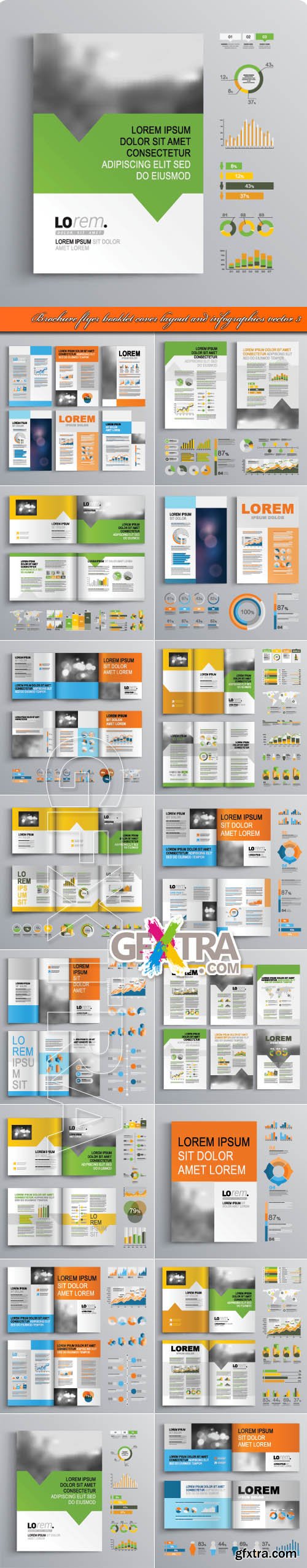 Brochure flyer booklet cover layout and infographics vector 3