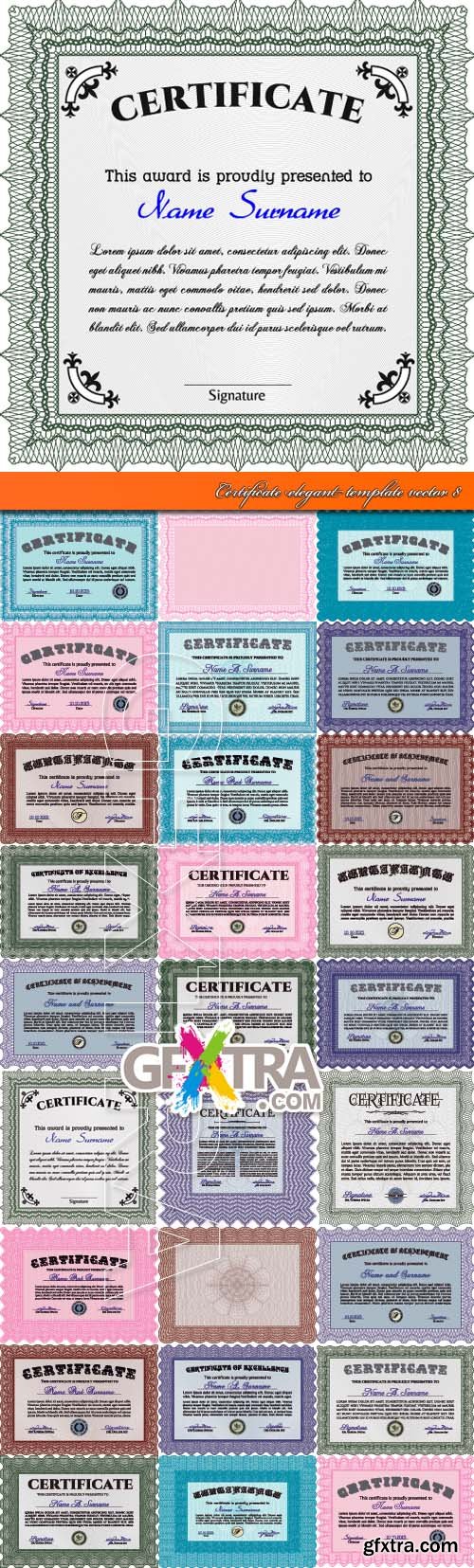 Certificate elegant and guilloche frame template vector 8