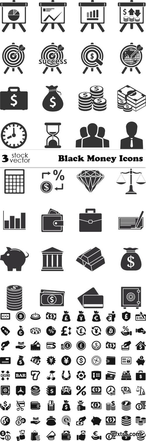 Vectors - Black Money Icons