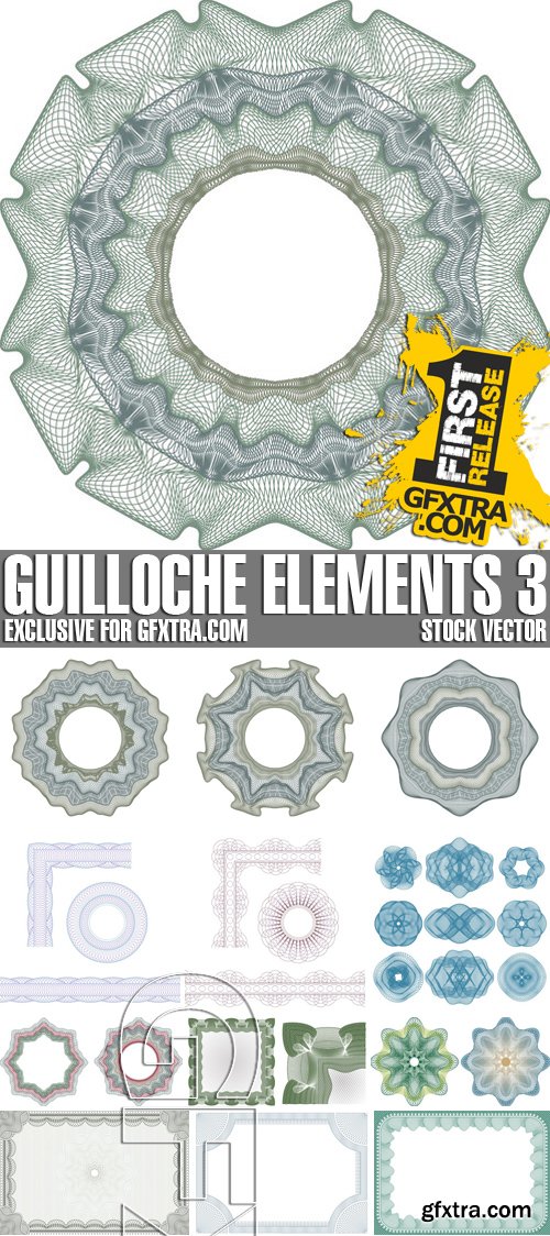 Stock Vectors - Guilloche Elements 3, 25xEPS