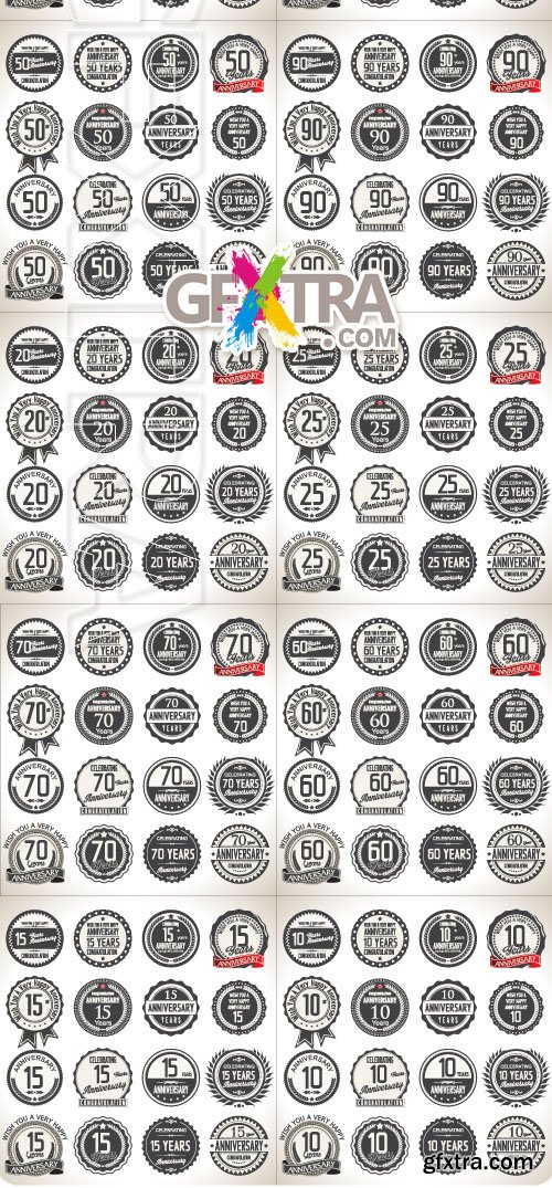 Anniversary retro labels collection vector