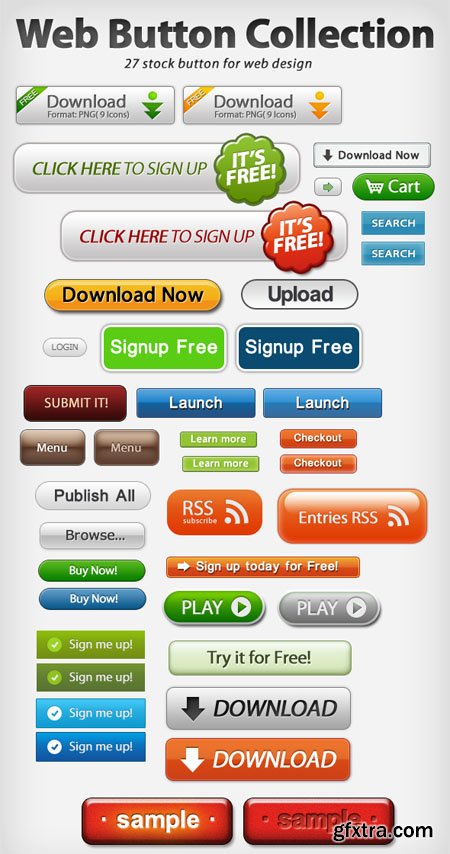 PSD Web Button Collection (27 Stock Button)