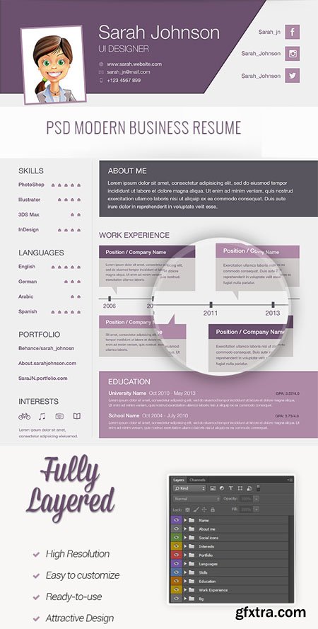 Modern Business Resume PSD