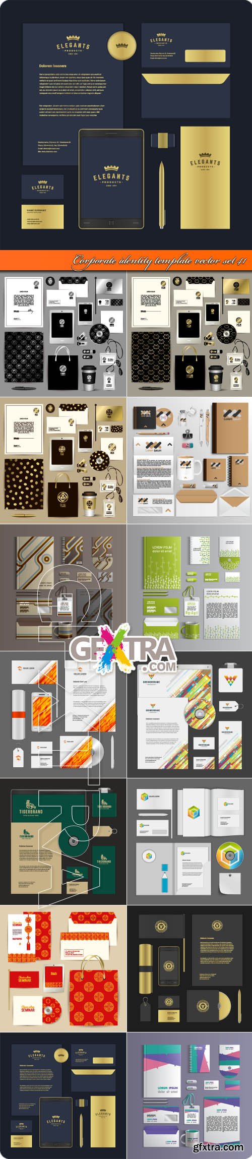 Corporate identity template vector set 41