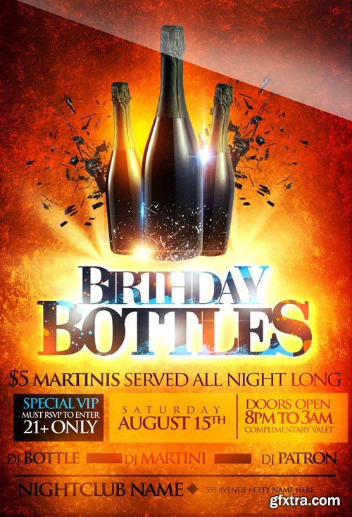 Bottle Birthday VIP Flyer Template