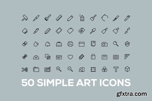 50 Simple Outline Art Vector Icons