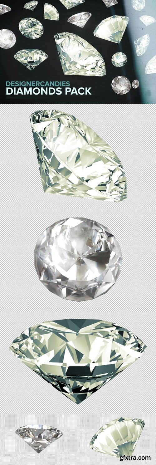 3D Diamond PNG Renders