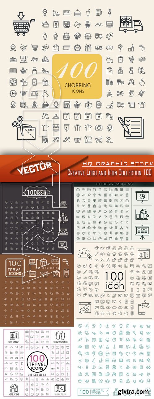 Stock Vector - Creative Logo and Icon Collection 100