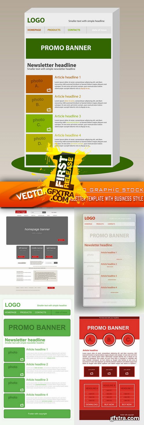 Stock Vector - Newsletter template with business style