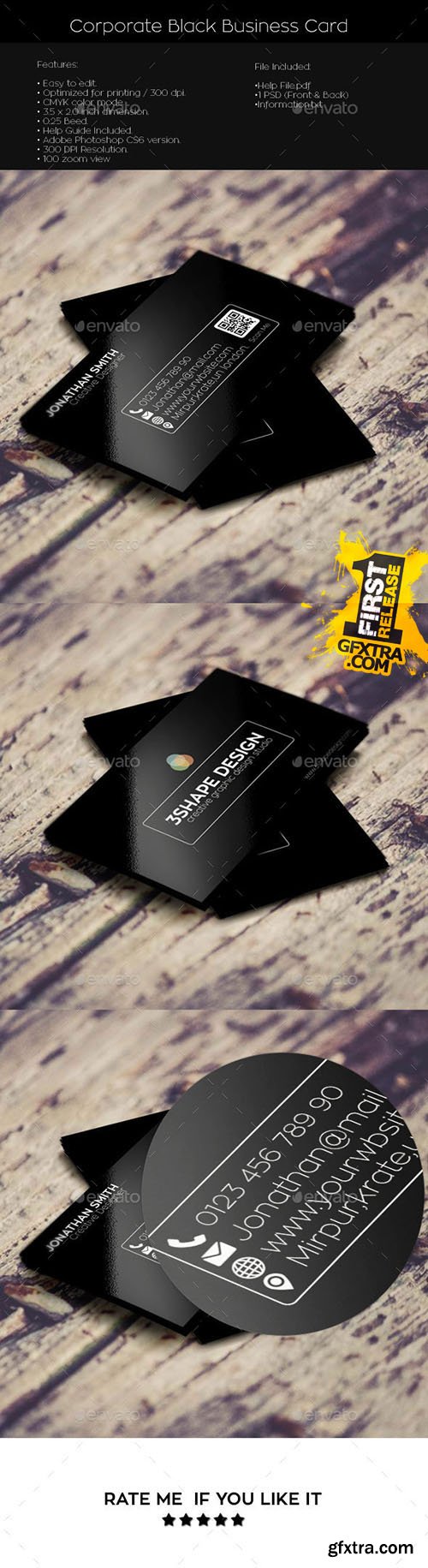 GraphicRiver Corporate Black Simple Creative Business Card